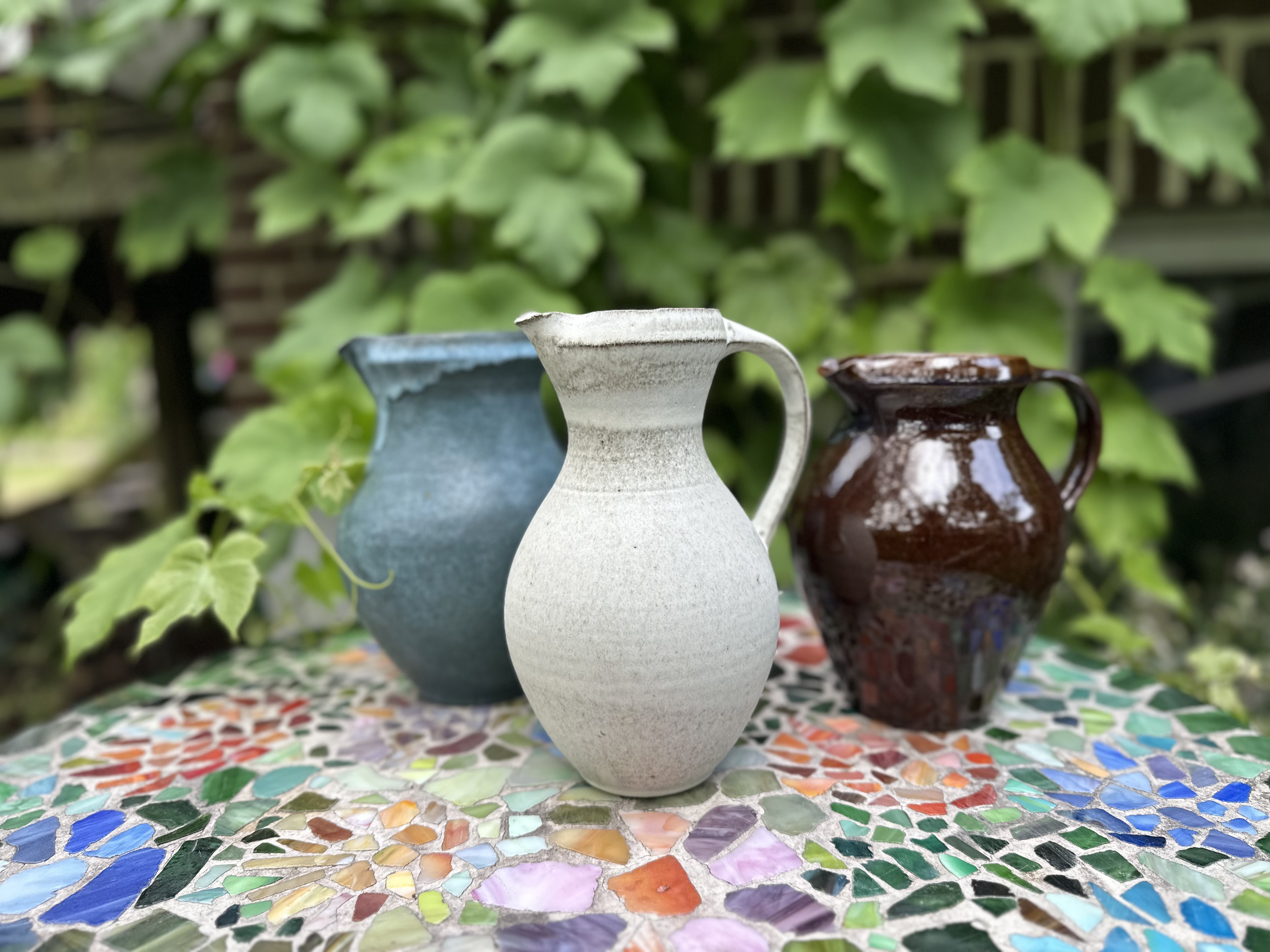 Handmade ceramic pitcher.